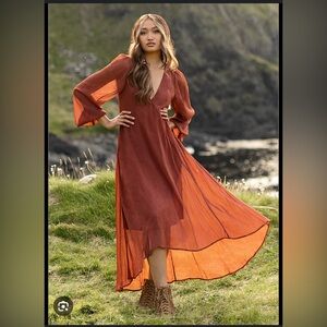 Joyfolie Crystal dress in terracotta